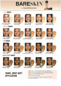 Färgkarta för bareSkin foundation